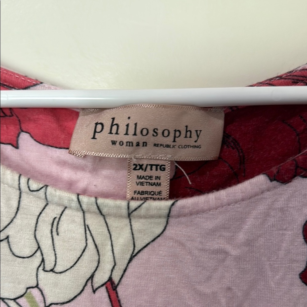 Philosophy Pink and Red Floral Blouse - Picture 2 of 4